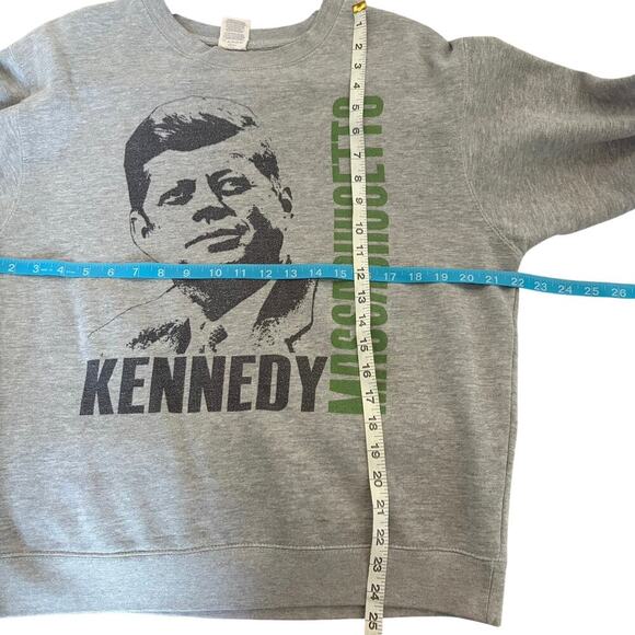 Vintage JFK Kennedy Sweatshirt Massachusetts Delta Fleece Gray XL - Picture 3 of 8